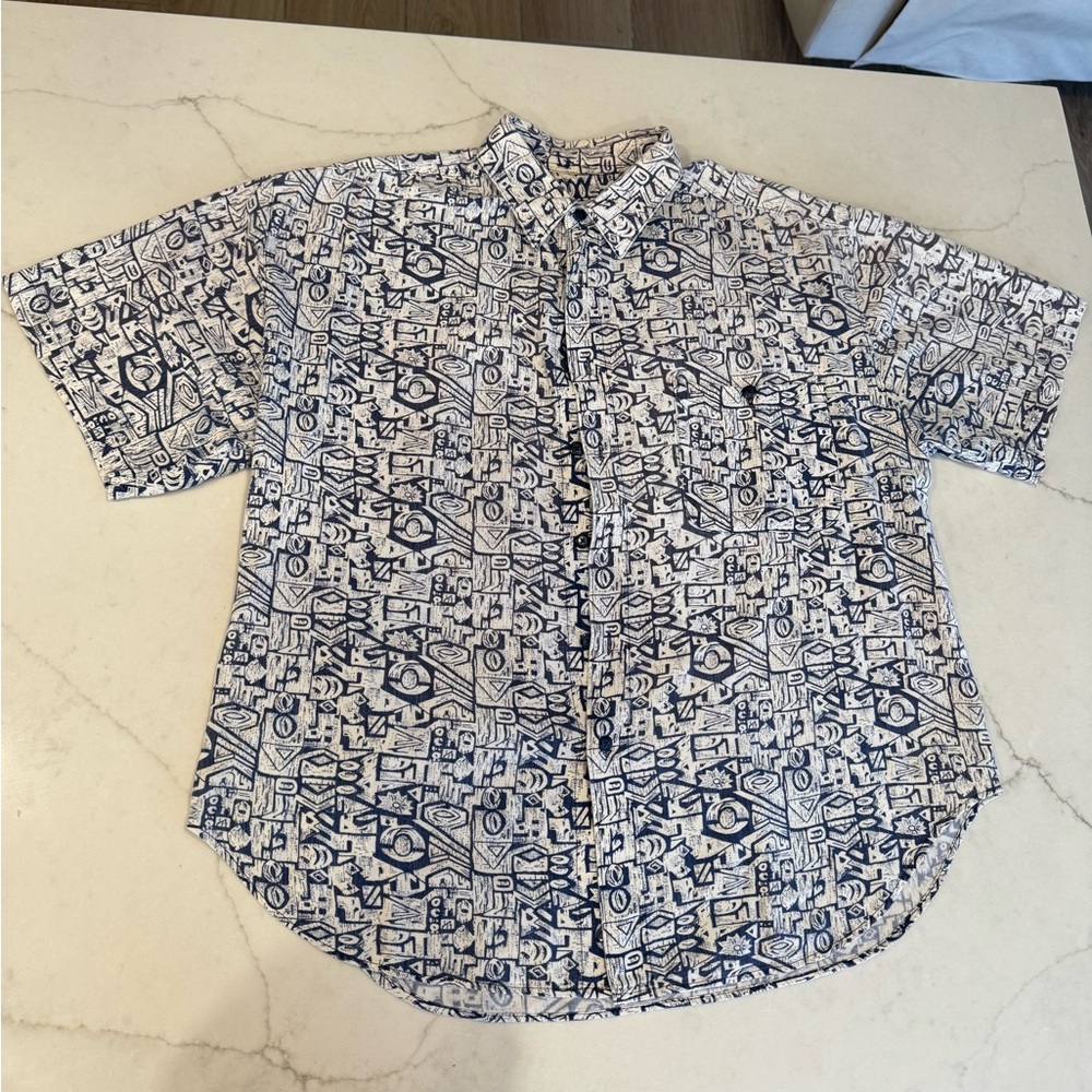Vintage 90’s Summa Blue/White Button Up Resort Shirt